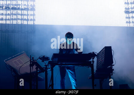 Barcellona - Jun 17: Jean Michel Jarre (compositore francese, del musicista e produttore di musica) esegue in concerto al Sonar Festival il 17 giugno 2016 in Barce Foto Stock