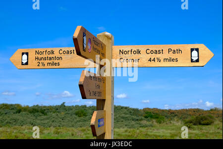 Norfolk coast path segno, holme-next-il-mare, Inghilterra Foto Stock
