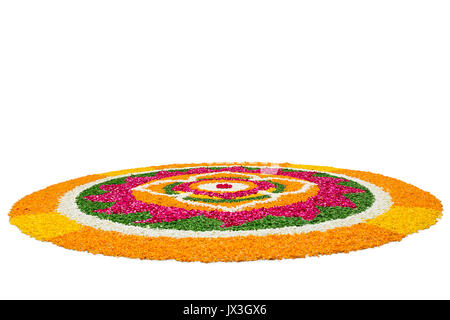 Flower rangoli progetta per il Diwali Festival indiano Foto Stock