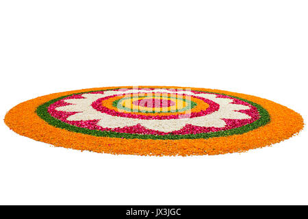 Sud onam Indiano Rangoli fiore s petali deepawali festival concept Foto Stock