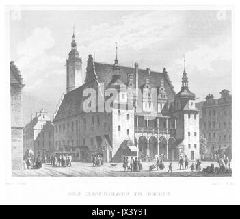 POPPEL(1852) p495 DAS RATHHAUS IN BRIEG Foto Stock