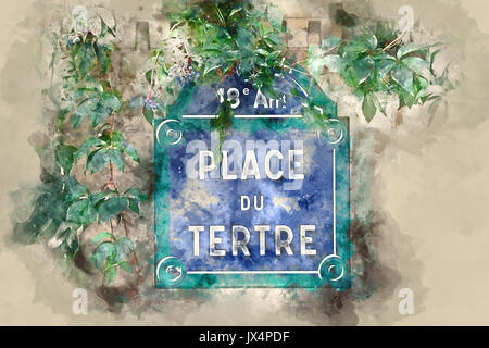 Famosa Place du Tertre a Montmartre - il quartiere delle Arti di Parigi Foto Stock