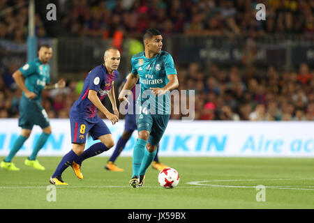 Barcellona, Spagna. 13 Ago, 2017. CASEMIRO del Real Madrid durante il Super Coppa Spagnola partita di calcio tra FC Barcelona e Real Madrid il 13 agosto 2017 presso il Camp Nou stadium di Barcellona, Spagna. Credito: Manuel Blondau/ZUMA filo/Alamy Live News Foto Stock