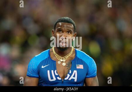 Londra, Regno Unito. 13 Ago, 2017. Gil ROBERTS DI STATI UNITI D'AMERICA dopo il suo 4x400m finale del relè durante la giornata finale della IAAF mondiale di atletica (giorno 10) presso il parco olimpico di Londra, Inghilterra il 13 agosto 2017. Foto di Andy Rowland/prime immagini multimediali. Credito: Andrew Rowland/Alamy Live News Foto Stock