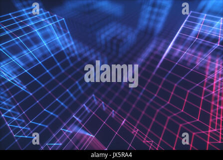 Abstract 3D'illustrazione, immagine concettuale della struttura e dei collegamenti. Foto Stock