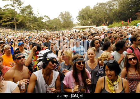 Atmosfera da folla 2009 fuori Lands Festival Golden Gate Park 28,2009 agosto San Francisco. Foto Stock