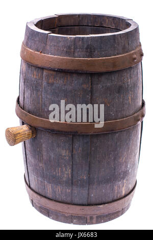 Il vecchio Barile di legno con un tappo di sughero. Foto Studio Foto Stock