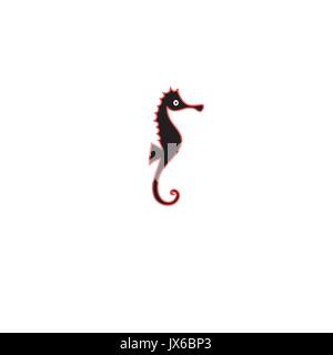 Silhouette grafiche icona del cavallo di mare su sfondo bianco Illustrazione Vettoriale