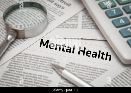 La salute mentale headline sul giornale Foto Stock