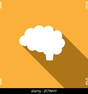 Icona del cervello con ombra su sfondo blu Illustrazione Vettoriale