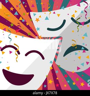 Festa di carnevale. Oro viola maschera, stelle filanti e coriandoli  luminosi su sfondo rosa, banner Foto stock - Alamy