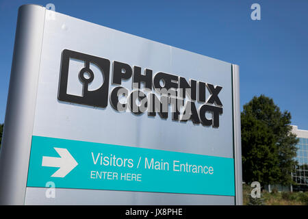 Un segno del logo al di fuori di una struttura occupata da Phoenix Contact in Middletown, Pensilvania il 30 luglio 2017. Foto Stock