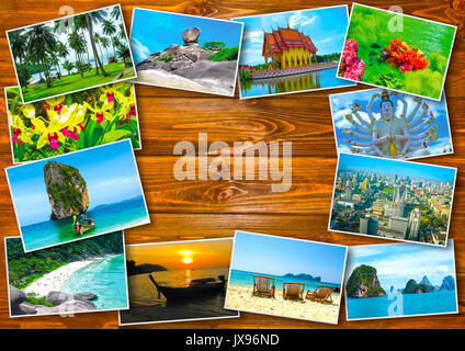 Thai travel Turismo concept design - collage di immagini della Thailandia Foto Stock