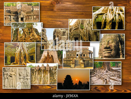Il collage di immagini di Angkor Wat in Cambogia Foto Stock