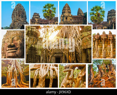 Il collage di immagini di Angkor Wat in Cambogia Foto Stock