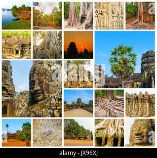 Il collage di immagini di Angkor Wat in Cambogia Foto Stock
