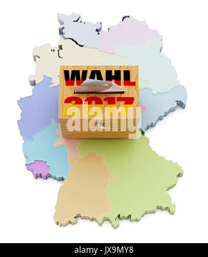 Urne in Germania mappa divisa in regioni. 3D'illustrazione. Foto Stock