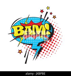 Fumetto discorso bolla Chat Pop Art di stile di espressione di Bam icona Testo Illustrazione Vettoriale