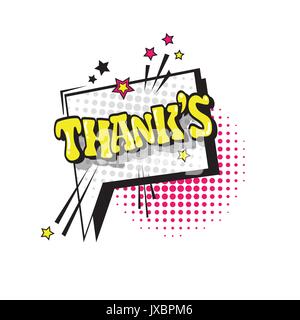 Fumetto discorso bolla Chat Pop Art di stile di espressione di ringraziamento icona Testo Illustrazione Vettoriale