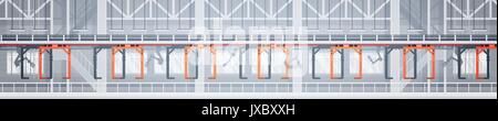 La produzione di fabbrica trasportatore la linea di montaggio automatico macchinari di automazione industriale il concetto di settore Illustrazione Vettoriale
