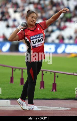 ZHAO Yuping della Cina in campo femminile colpo messo F12 finale al mondo Para Championships di Londra 2017 Foto Stock