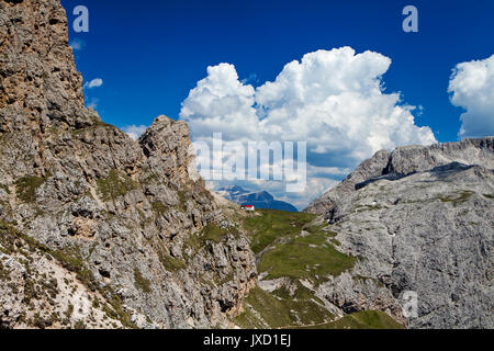 Alpe di Siusi Dolomiti, Italia settentrionale, Refugio Alpe di Tires Foto Stock