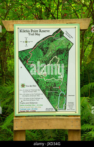 Mappa del percorso lungo la flora e la Fauna Trail, Kilchis Point Reserve, Bay City, Oregon Foto Stock