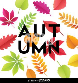 Banner di autunno sfondo con carta lascia cadere. Illustrazione Vettoriale Illustrazione Vettoriale