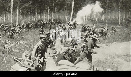 Ghurkas 2a linea che fissano una trincea tedesca, WW1 Foto Stock