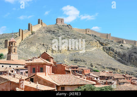 Turismo d'Aragona. Albarracin, una delle più belle città della Spagna e considerato come monumento nazionale, nella provincia di Teruel (Spagna). Foto Stock