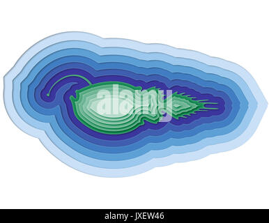 Illustrazione di un pesce stratificata in mare Foto Stock