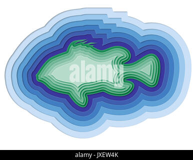 Illustrazione di un pesce stratificata in mare Foto Stock