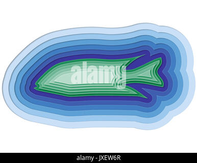 Illustrazione di un pesce stratificata in mare Foto Stock