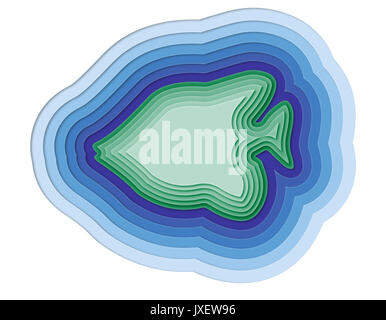 Illustrazione di un pesce stratificata in mare Foto Stock