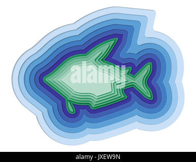 Illustrazione di un pesce stratificata in mare Foto Stock