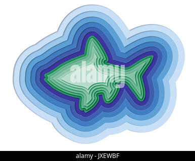 Illustrazione di un pesce stratificata in mare Foto Stock