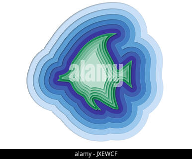 Illustrazione di un pesce stratificata in mare Foto Stock