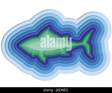 Illustrazione di un pesce stratificata in mare Foto Stock