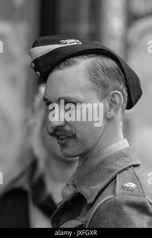 1940s Evento, National Tramway Museum, Crich, Agosto 2017 Foto Stock