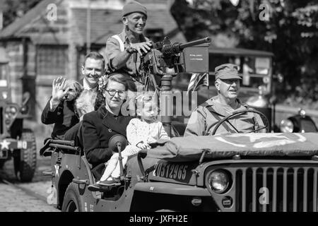 1940s Evento, National Tramway Museum, Crich, Agosto 2017 Foto Stock