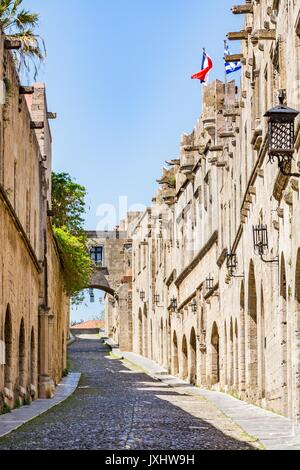 La strada dei Cavalieri - La strada più famosa di Rodi città vecchia, l' isola di Rodi, Grecia Foto Stock