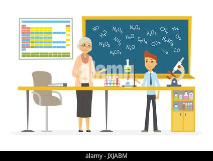 Lezione di Chimica - moderno cartoon persone illustrazione dei caratteri Illustrazione Vettoriale