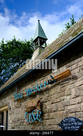 Intorno al villaggio di Helford sulla penisola di Lizard Cornwall Inghilterra UK Santo sgombro cafe Foto Stock