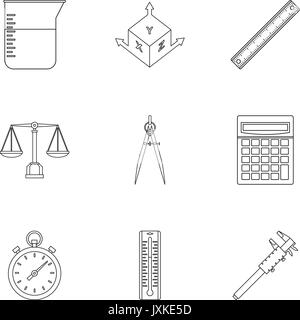 Strumentazione di misura il set di icone di stile di contorno Illustrazione Vettoriale