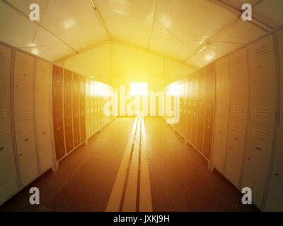 Classic vuoto spogliatoi con armadietti e nessun popolo Foto Stock