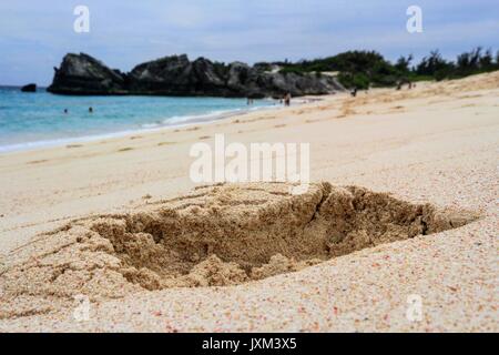 Spiaggia foto prese di una impronta in Bermuda su una bella giornata. Foto Stock