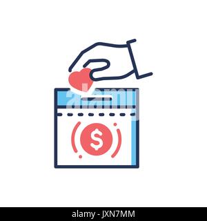 Donazione - vettore moderno design di linea singola icona. Illustrazione Vettoriale