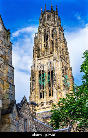 Harkness Tower Campus vecchio Yale University New Haven, Connecticut. Completato nel 1922 come parte del quadrangolo Memorial. Foto Stock