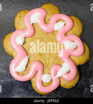 Appena fatti in casa di panpepato biscotti allo zenzero decorato con colorati di zucchero a velo modello di rilascio: No. Proprietà di rilascio: No. Foto Stock