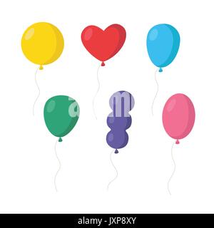 Set di palloncini colorati varie forme Illustrazione Vettoriale